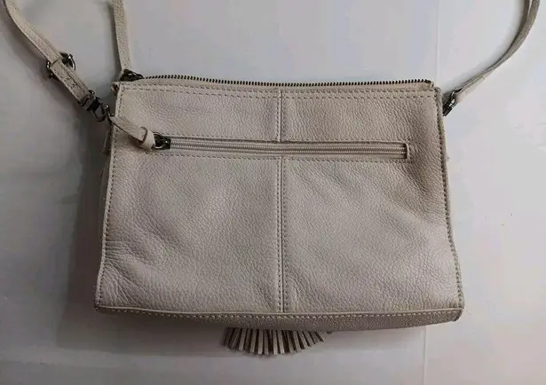 The Sak Boho Preppy White Designed Tasseled Leather Western Crossbody Wristlet