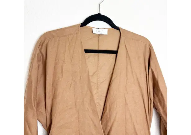 Revolve L’Academie The Jacqie Top Size Medium Tiramisu Brown Wrap Front