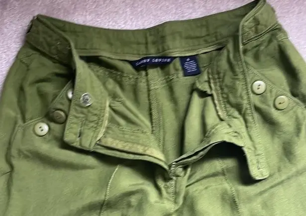 Larry Levine Crop Capri Linen Blend Pants Olive Green Wide Leg Women’s size 6