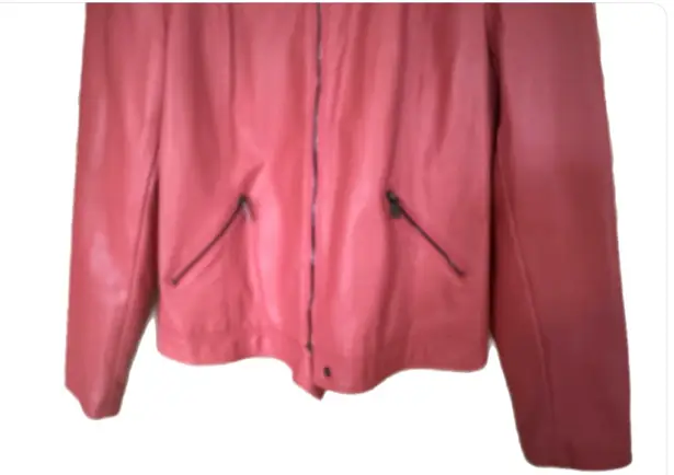 Fox & Ali Faux Leather Jacket. Salmon Color. Large. Orange