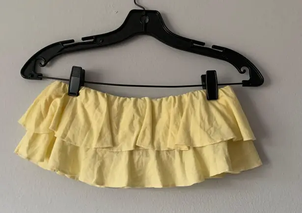 American Eagle Light yellow double ruffled bandeau top 