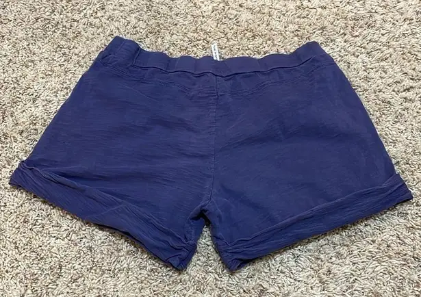 Michael Stars 100% Cotton Cuffed Navy Blue Casual Shorts Elastic Waist Medium