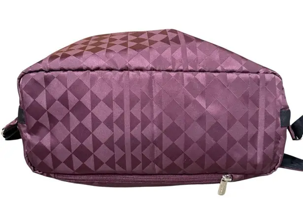 Kanana Project Burgundy Nylon Backpack Tote Bag Geometric Travel Large 14” x 17” Purple