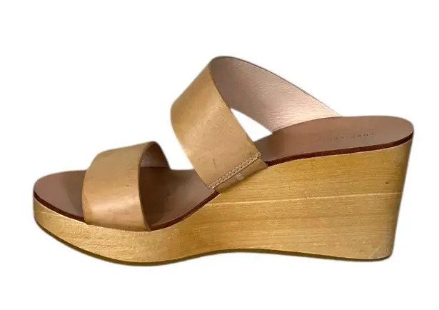 Loeffler Randall Sandals Mason Wood Wedge Slide Natural Nude Tan Women’s Size 7M