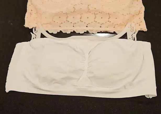 Laura Ashley ππ Padded Bandeau Bras (2 Pack) Pink & White XL NWT