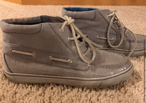 Sperry Betty Grey Jersey Sequin High Tops