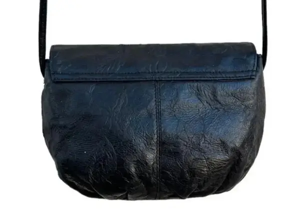 Vintage Crossbody Black Leather Bag Purse Floral Embossed Leather with Tassel