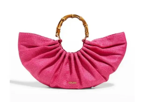 Cult Gaia ππ Banu Mini Tote Bag Raffia Half Moon ~ Qajar Rose Pink NWT