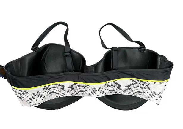 Swimsuits For All Tropiculture Bikini Top Women 22 Black Gray Abstract Underwire Size undefined