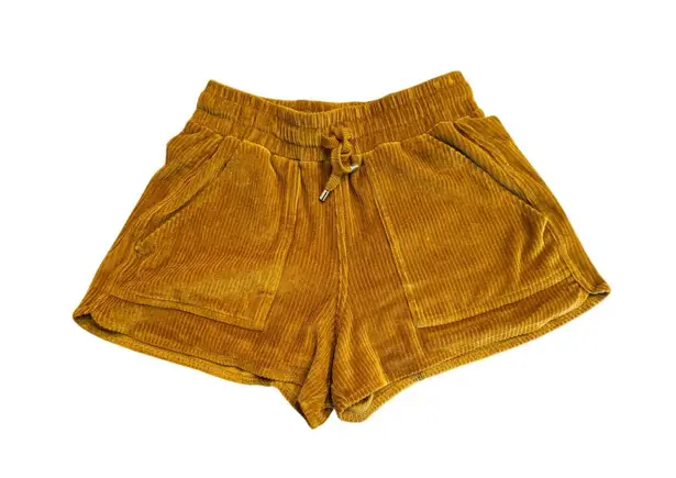 SEZANE Mini Shorts in XS Mustard Gold Pocketed Mid Rise Yellow