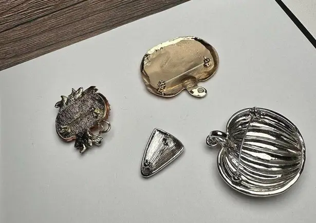 Pumpkin / Candy Corn Autumn Fall Brooch Pin Lot Of 4