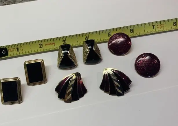 Pierre Cardin Lot Of 4 Costume Earrings Vintage - Modern Pierced Enamel 1 Signed