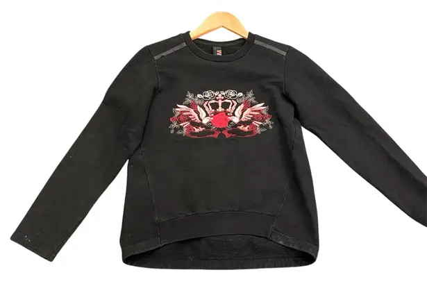 Black Boho Indy Vibes Sweatshirt with Red Embroidery
