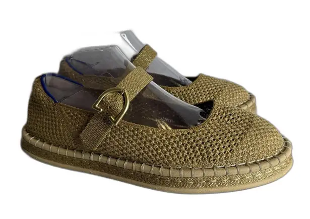 Rothys Shoes Womens Size 9.5 Mary Jane Flats Comfort Buckle Washable Ballet Gold