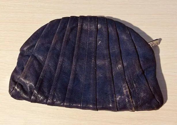 Kooba Womens Leather Semi Circle Zip Makeup Bag Clutch Boho Distressed Festival