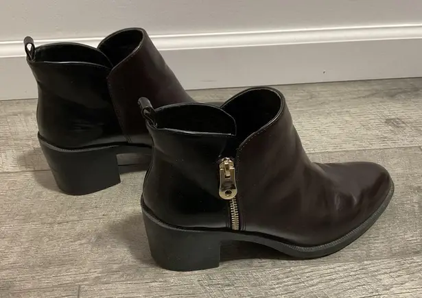 ZARA Trafaluc Black Brown Zippered Ankle Boots Size 40