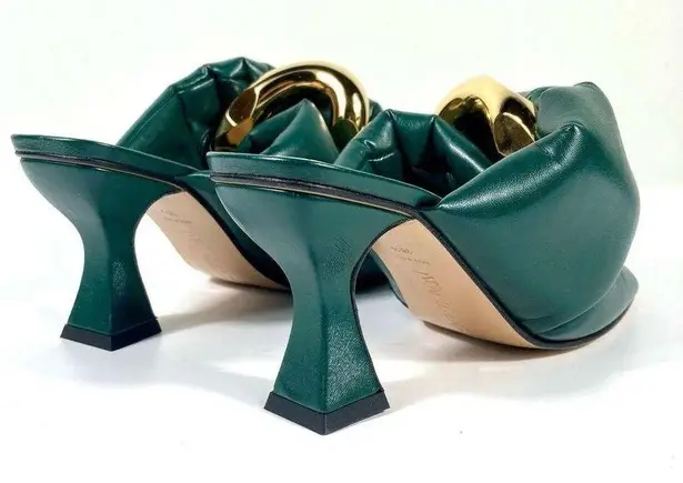 JW Anderson Chain Twist Leather Mules Sandals Green Size