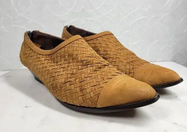 Amoura Papa Jimenez Mule Bootie Shoes Women 7.5 Brown Woven Slip On Pointed Toe