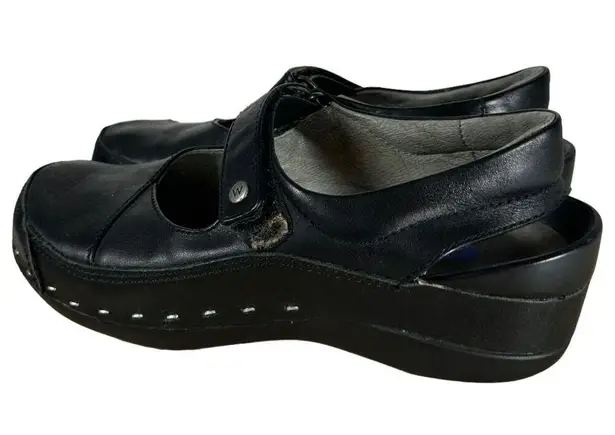 Wolky Mary Jane Clogs Clog Black Leather Closed Toe Shoe Size 38 US 7.5