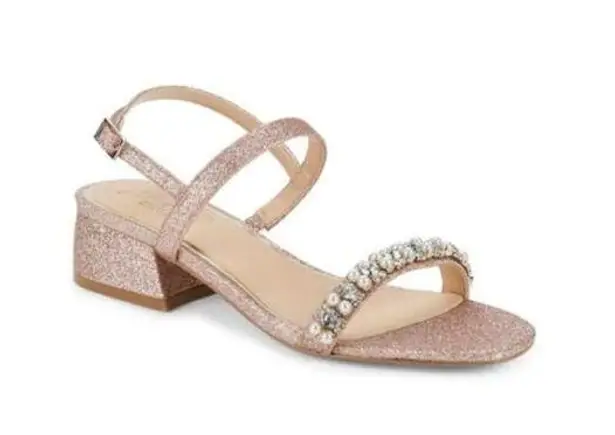 Badgley Mischka Autumn Block Heel Sandal - Rose Gold Size 5