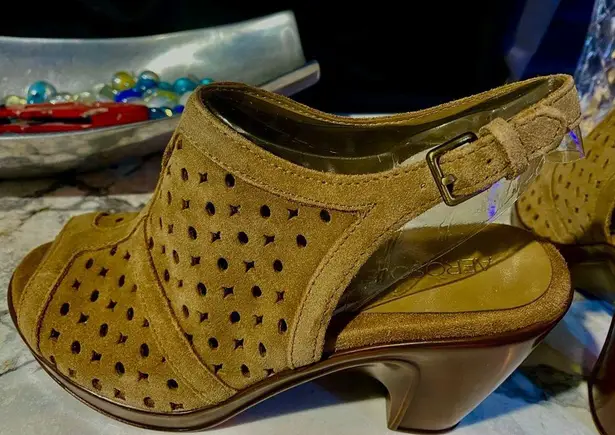 Aerosoles NIB Women's Chi Latte Taupe Suede Open-toe Slingback Heels Size:7