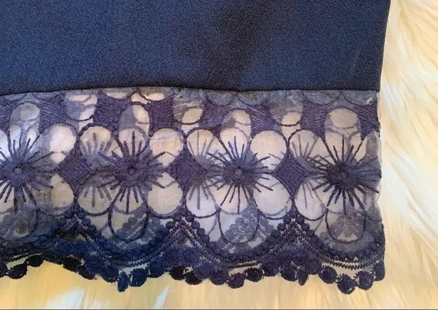 Jun & Ivy Francesca’s Lace Trim Skirt Navy Blue S