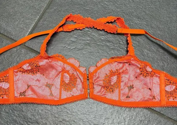 Savage X Fenty Perfect Poppies Lace Bralette Small Pink Orange Romantic Delicate