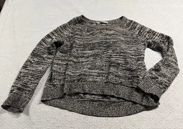 360 Cashmere  Grey Black Marled Crewneck Cashmere & Wool Sweater Size Medium EUC