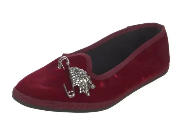 Giannico Velvet Flats Crystal Embellishments Chic Red Velvet Women's Loafers Size 7
