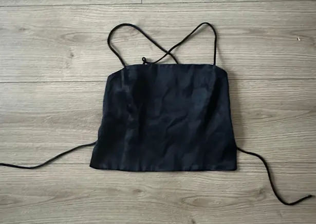 ZARA Satin Effect Black Strappy Top