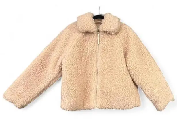 A New Day A New‎ Day Sherpa Fleece Jacket Women's M Light Pink Apricot Zip Quilted Lining - Image 1