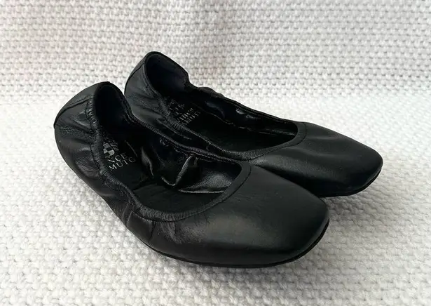 Vince Camuto  Brindin Black Leather Square Toe Scrunch Back Heel Ballet Flat 6.5