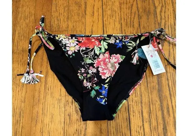 Johnny Was Black Metalli Mix String Bikini Bottom CSW2624-A New XL Bottom Only