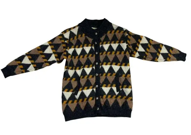*Vintage Spelana Sweater Size M Grandpa Irish Button Cardigan Geometric Grunge Yellow Size M