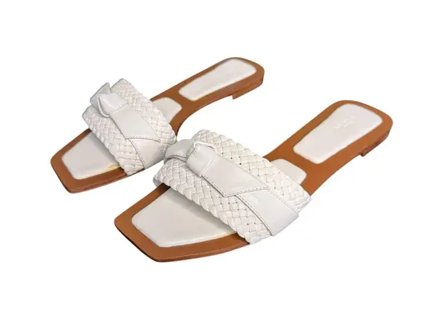Alexandre Birman NIB Clarita Woven Leather Flat Sandals in White Size 39.5