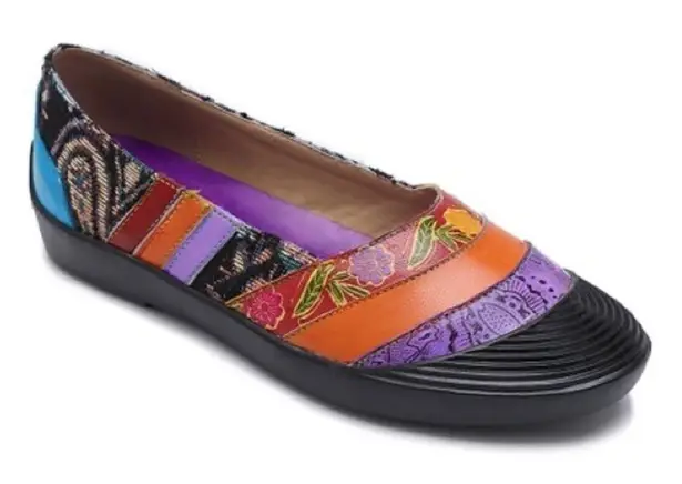 Soffia Purple & Orange Abstract Leather Flats A11 Red Size 6.5