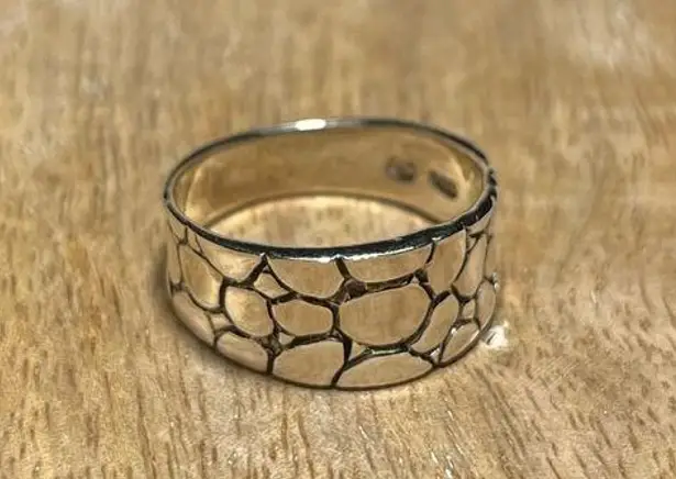 Sterling Silver Pebbled 925  Band Ring