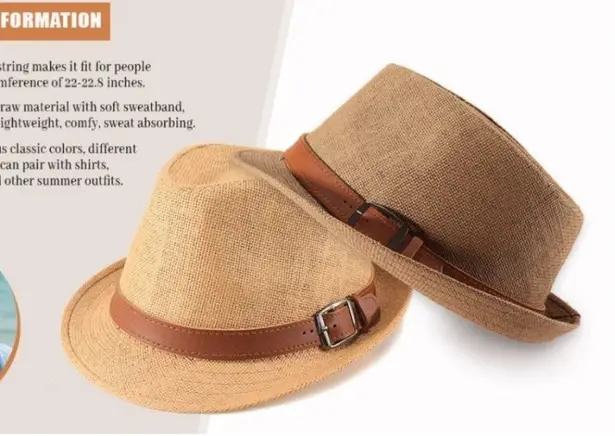 Boutique Ultrafun Straw Fedora Hat Classic Manhattan brown khaki Unisex