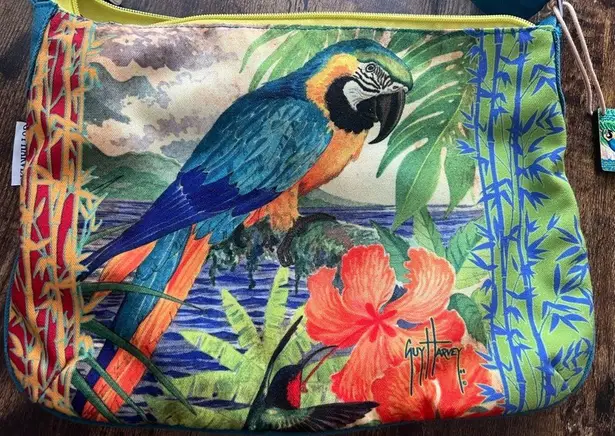 Guy Harvey | women’s tropical, parrot print, crossbody bag.