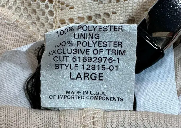 Jody California Dress Womens Large Beige Lace Overlay Midi Fringe Hem USA Made