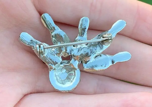 🎳Vintage Silver Rhinestones Bowling Brooch/Pin // FLAWS! MISSING RHINESTONES