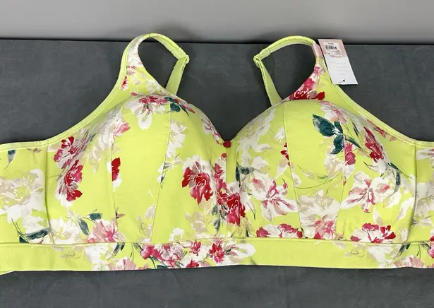 Cacique New Lane Bryant Lightly Lined No Wire Bra 54C Light Bright Green Floral