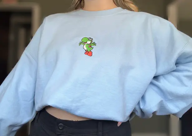 Nintendo Yoshi Super Mario Embroidered Crewneck Sweatshirt