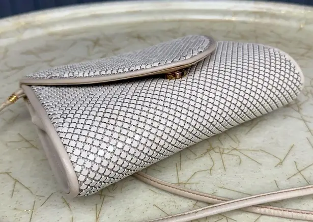 Whiting & Davis Vintage Ivory Metal Mesh Crossbody Bag
