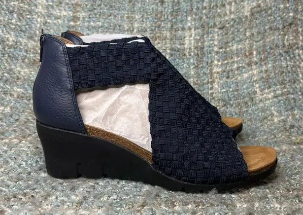 Comfortiva Alesha Stretch Woven Wedge Heeled Sandal in Navy (Wide) Size undefined