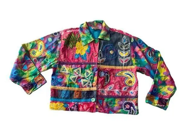 Lifestyle womens small vintage blazer colorful rainbow psych cute barbie quirky Pink