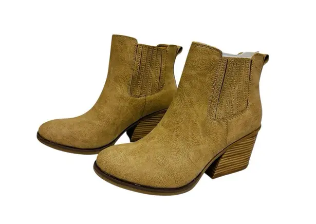 Kork-Ease Korks Hadley Natural Nubuck Chunky Block Heel Booties Womens Size 9M NWB