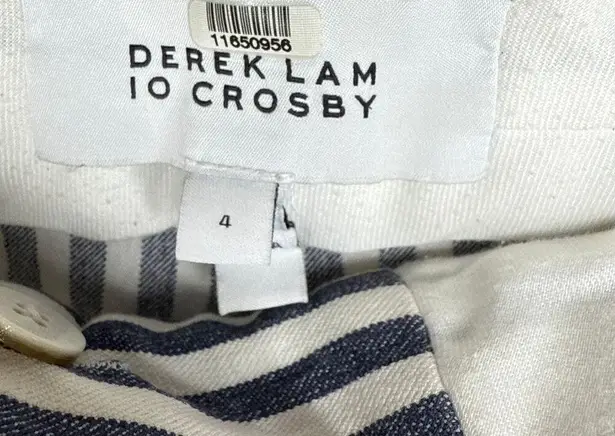 Derek Lam 10 Crosby Size 4 Striped Crop Flare Trousers Pant Work to Weekend Chic Blue