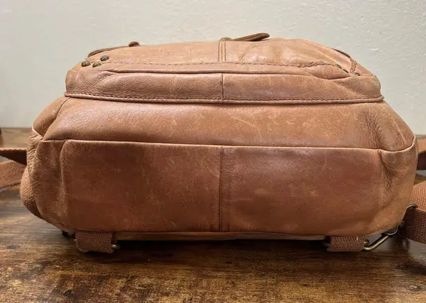 The Sak Ventura Backpack Leather Embossed Convertible Crossbody Shoulder Bag Tan