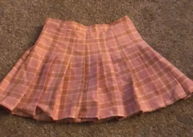 Pink plaid pleated high waist school girl skirt size small
